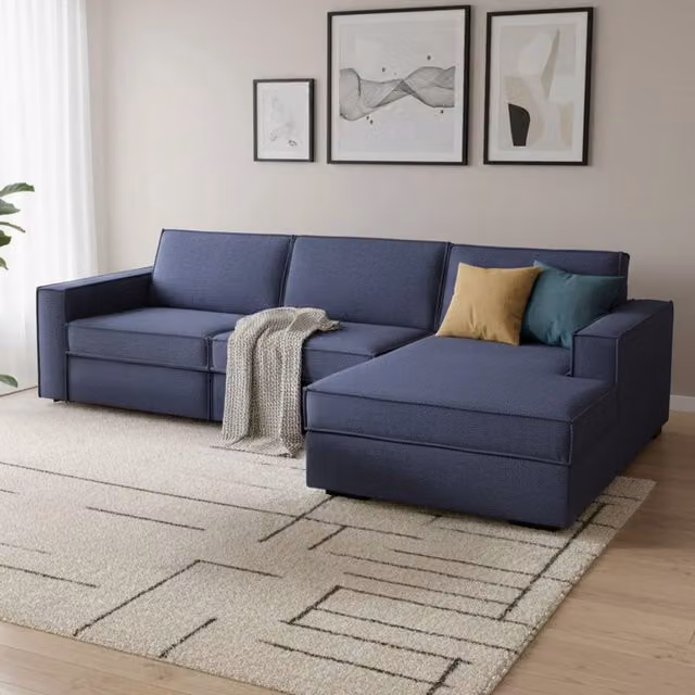 Achico Divano Letto con Penisola Sfoderabile Blu Made in Italy L/P/H: 280 x 95 x 90 cm – 1