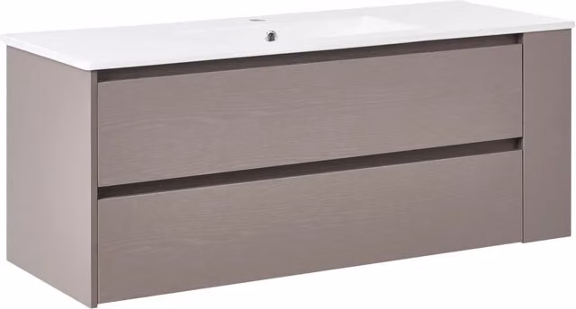 Mobile da bagno sospeso con lavabo in legno ingegnerizzato con contenitore 120 cm tortora design moderno