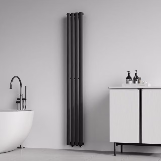 Termosifone a pannello singolo con elementi tubolari nero neu.haus H: 180 cm, L: 24 cm