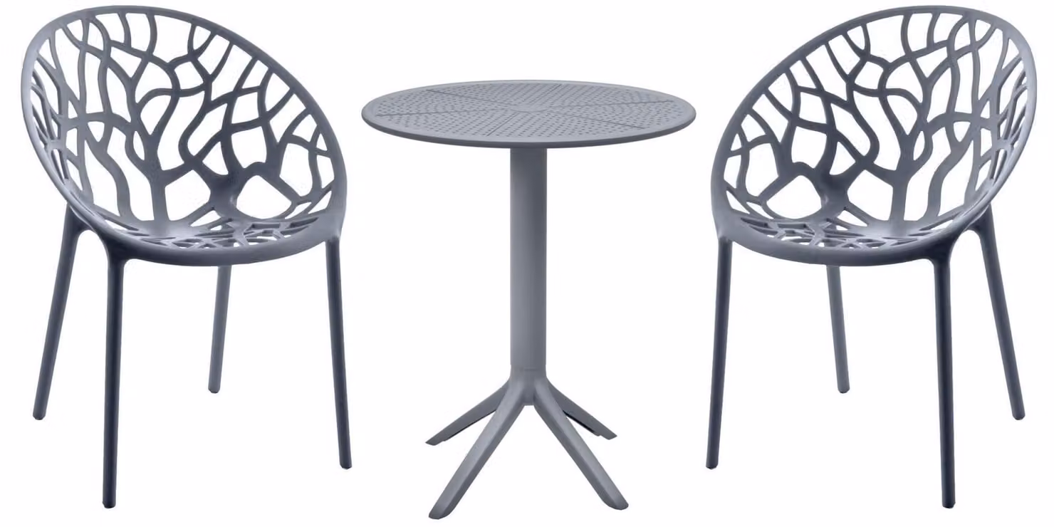 Set di mobili da giardino Hoscana - Tavolo con 2 sedie da giardino | Colore: Antracite | Dimensioni: 70x70x80 cm