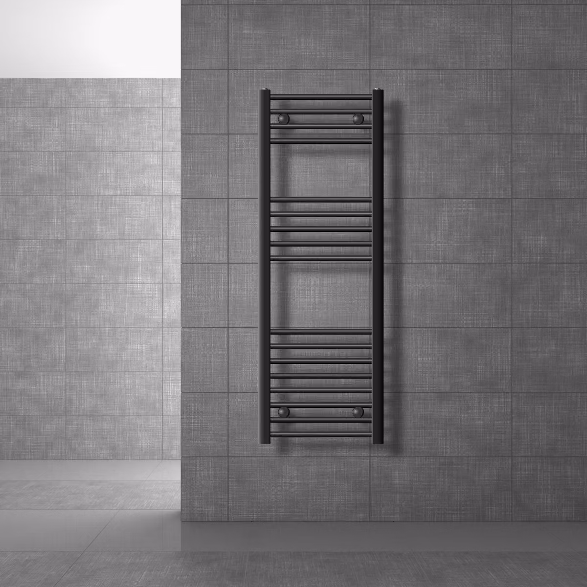 LuxeBath radiatore bagno Sahara, 400x1200 mm, antracite, curvo con attacco laterale, senza elemento riscaldante