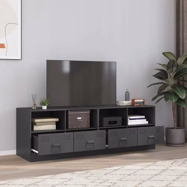 Set di 2 mobili TV moderni vidaXL in metallo color antracite L: 67 cm, P: 39 cm, H: 44 cm