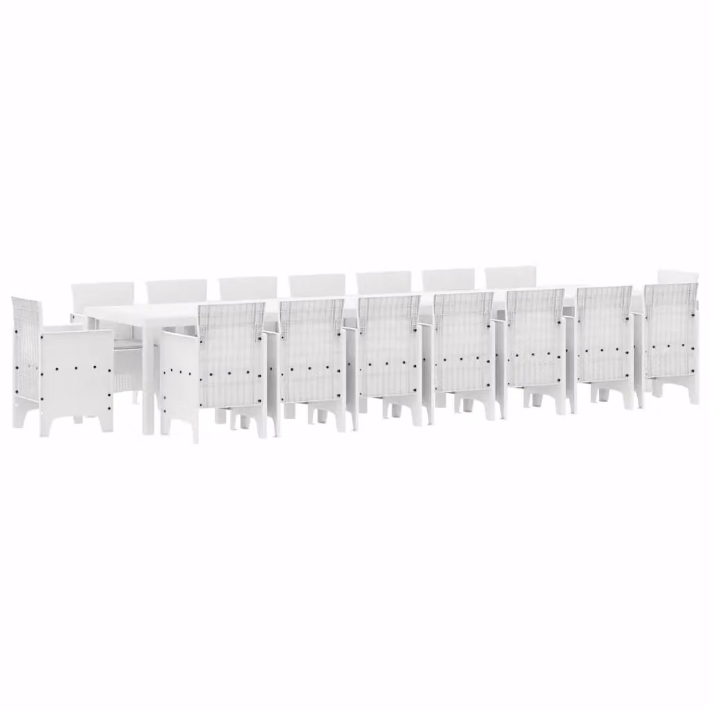 Set da pranzo da giardino moderno vidaXL in rattan bianco con 17 pezzi – 2