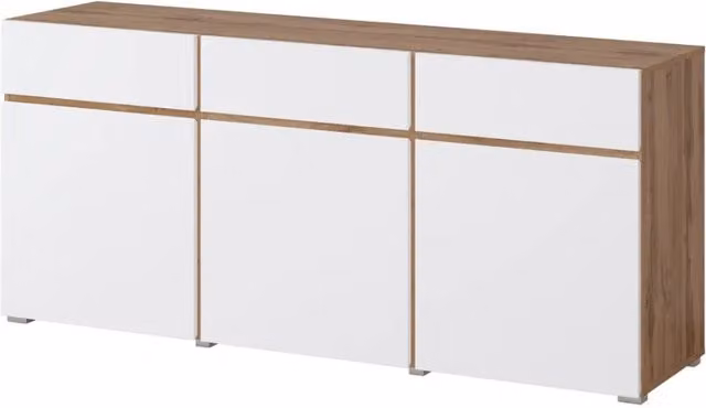Buffet HAVANA – 180 cm – 3 ante a battente e 3 cassetti – Rovere e bianco – Design contemporaneo