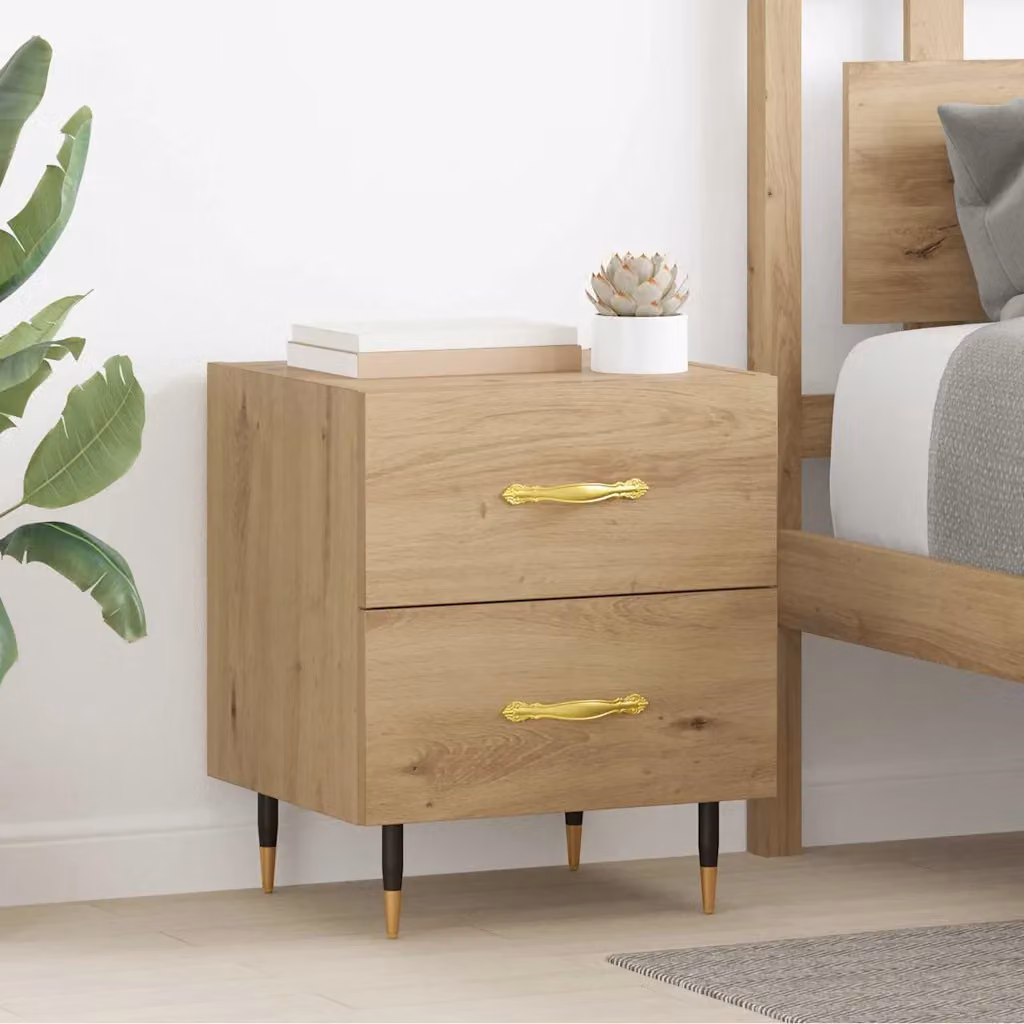 Set di 2 Armadi da Notte vidaXL in Rovere, L 40 cm x P 35 cm x H 47,5 cm