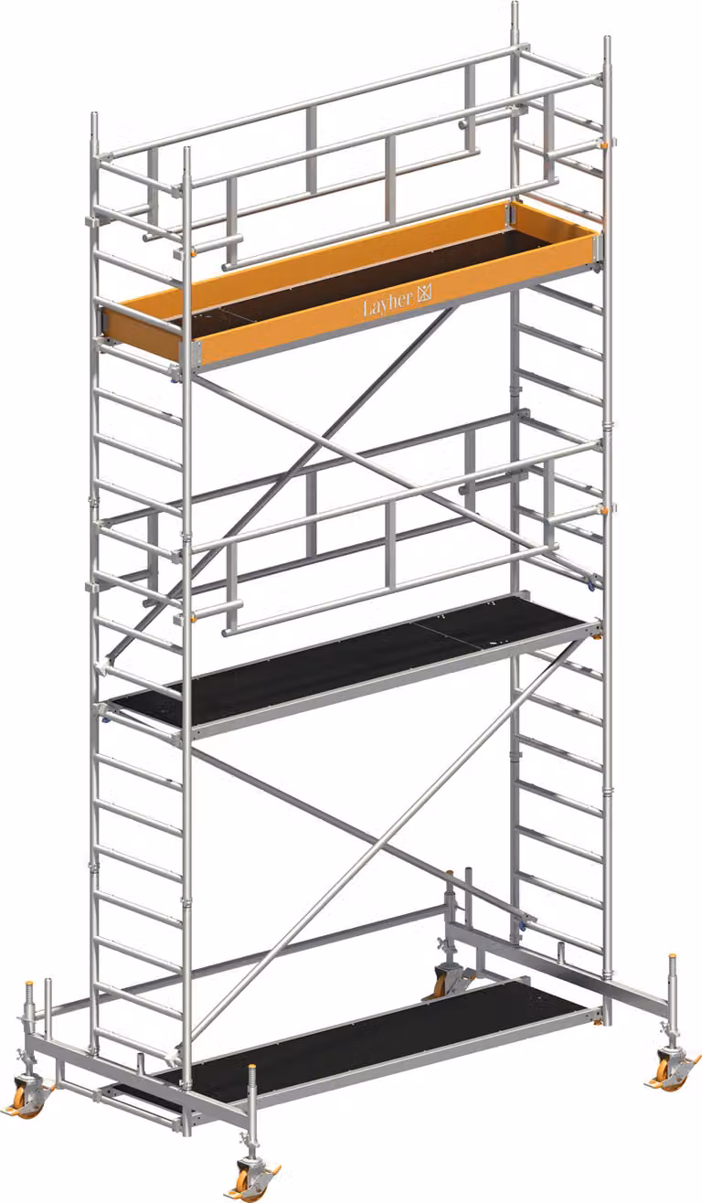 Ponteggio mobile Layher Uni Standard P2 Safety Plus con doppia ringhiera 6,35 m AH