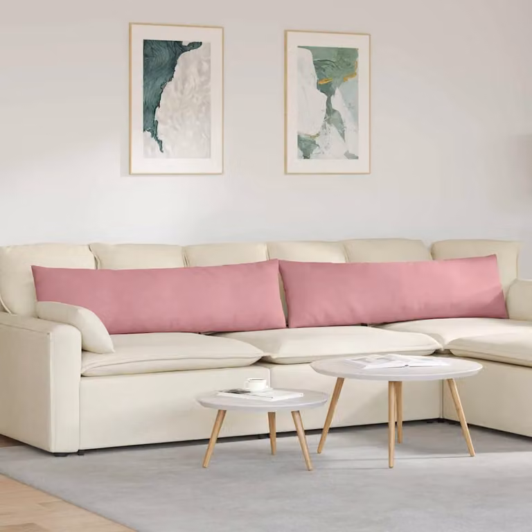 Set di 2 cuscini da divano vidaXL in tessuto a coste rosa, L 145 cm x P 40 cm x H 40 cm
