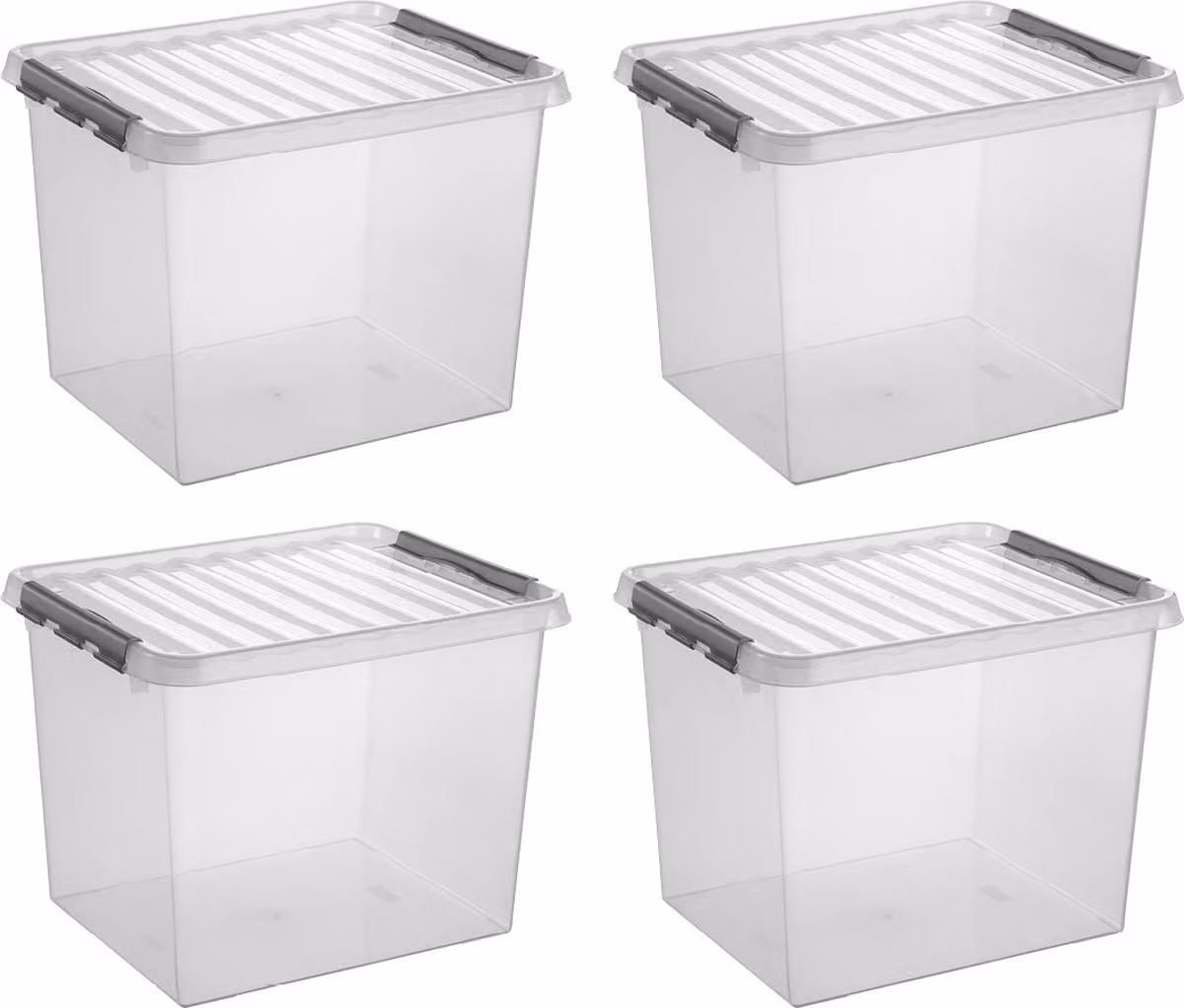 Sonnenwaren Q -Linie Storagebox Trasparente/grigio 52 litri - Set di 4 pezzi