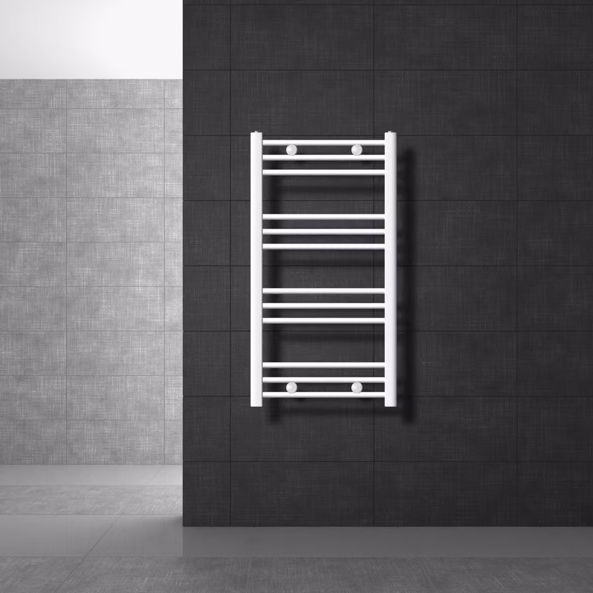 Radiatore da bagno LuxeBath - 500 x 800 mm - bianco - diritto con attacco laterale - Radiatore scaldasalviette asciugamani, senza elemento riscaldante