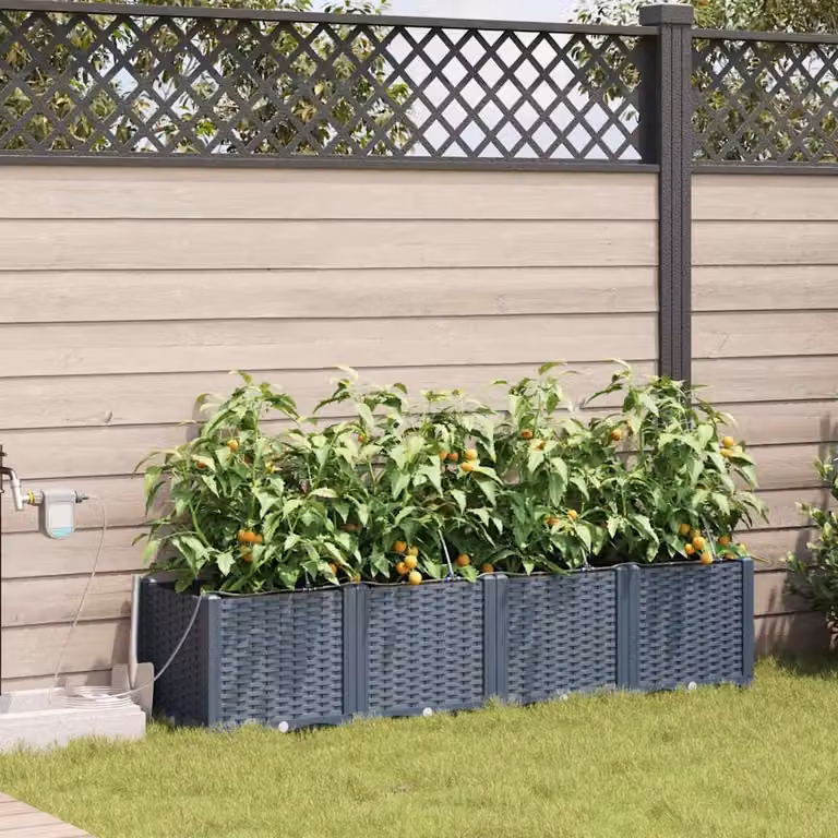 Set di 4 vasi da giardino vidaXL in plastica grigi L: 160 cm, P: 40 cm, H: 37,5 cm