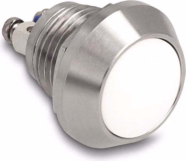 DELOCK Drucktaster zum Einbau 12 mm 2 x Schraubklemme weiß
