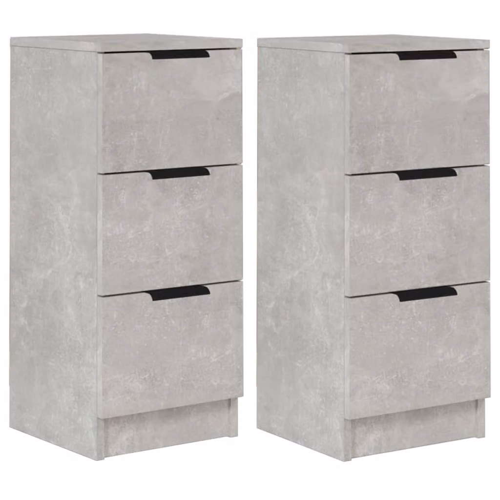 Credenze 2 pz Grigio Cemento 30x30x70 cm in Legno Multistrato