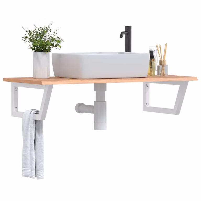 vidaXL Ripiano da parete per bagno in legno di rovere e metallo, moderno, marrone e bianco