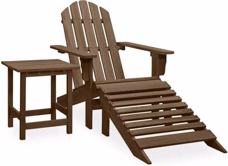 The Living Store Sedia da giardino Adirondack con poggiapiedi e tavolo in legno di abete marrone