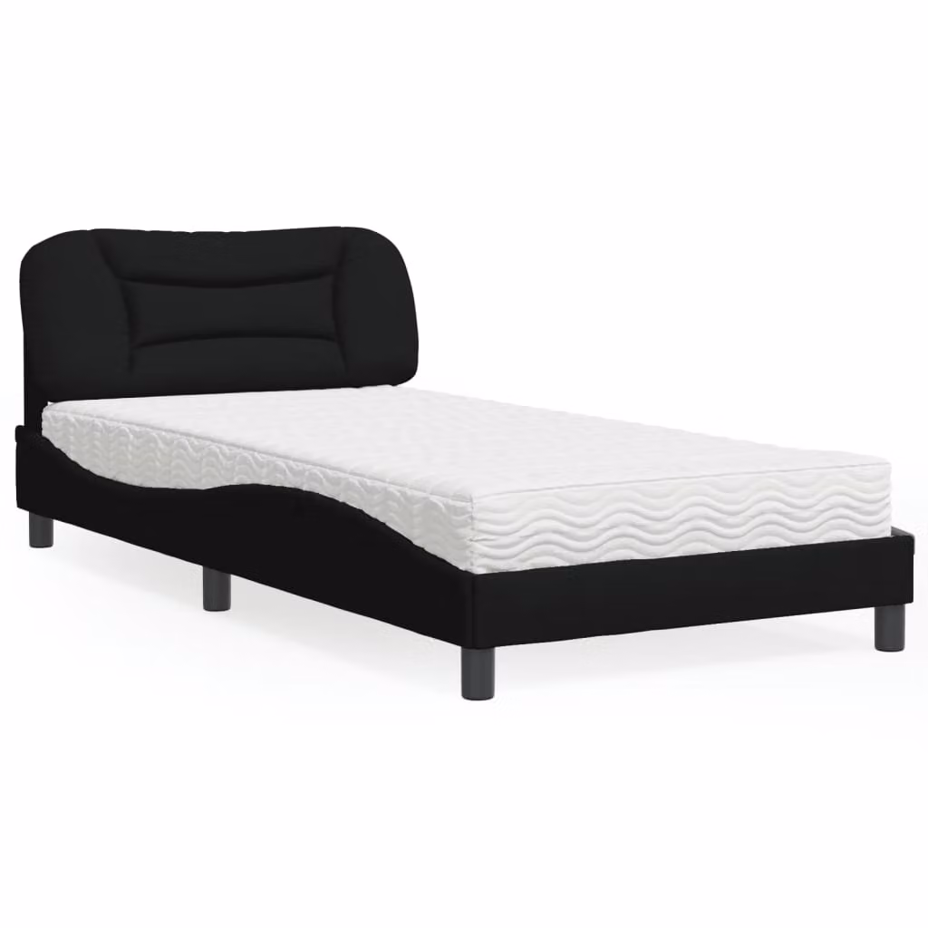 Letto con Materasso Hvar vidaXL Nero in Tessuto 100x200 cm – 1