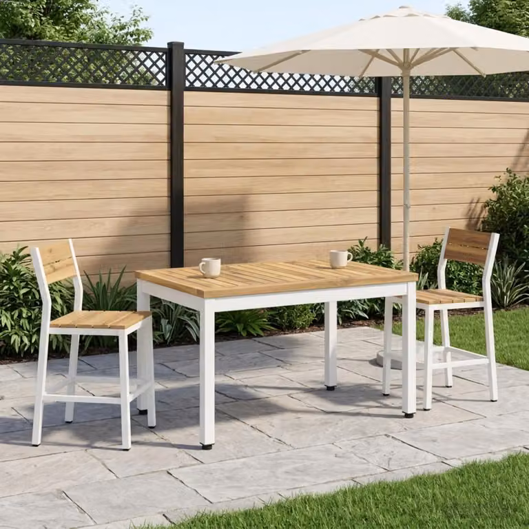 Tavolino da salotto vidaXL in legno di acacia e metallo, stile rustico, Bianco, L: 68,5 cm, P: 49 cm, H: 36 cm