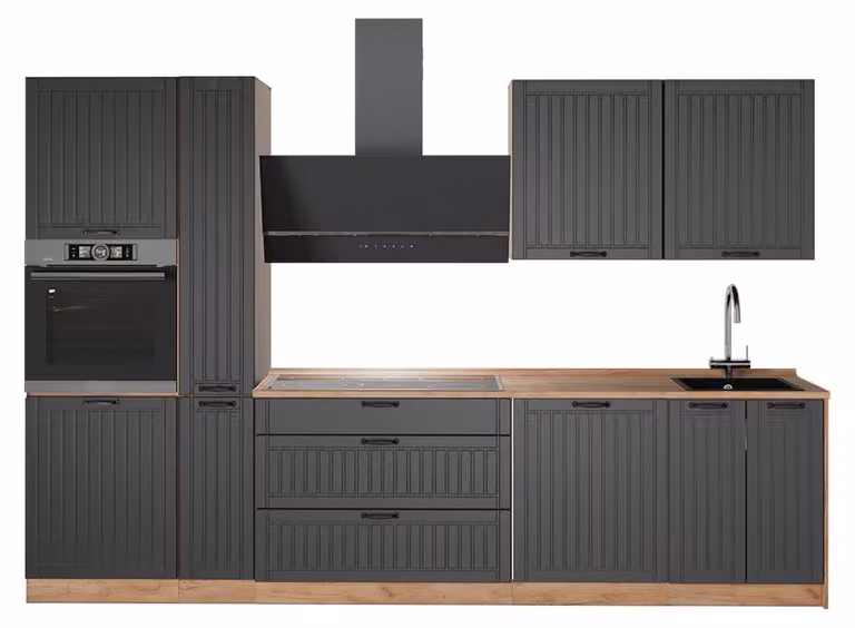 Cucina componibile Vicco Fame-Line Grigio scuro/Rovere dorato 310 cm, PL Rovere, Model 64293