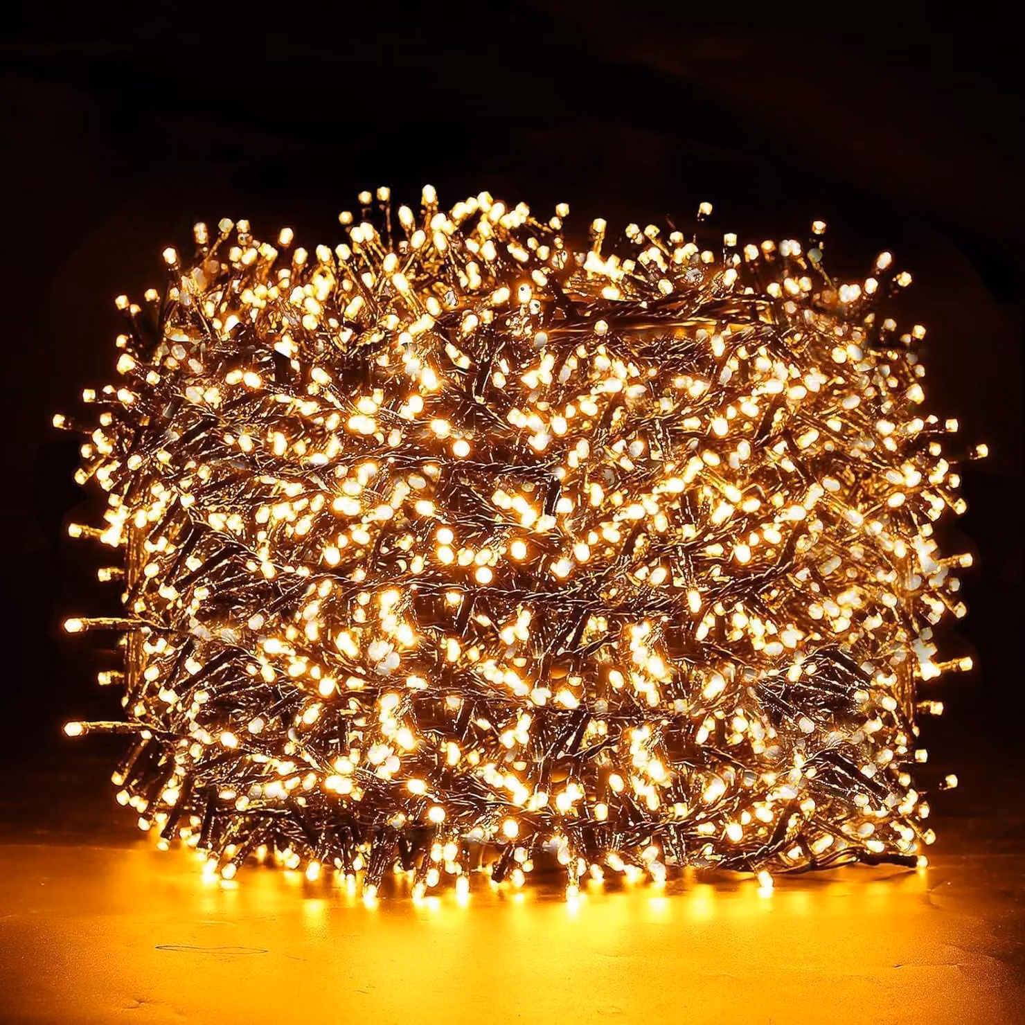 Catena luminosa a LED, 100 metri, 1000 LED, luce bianco caldo, grado di protezione IP44, 8 modalità