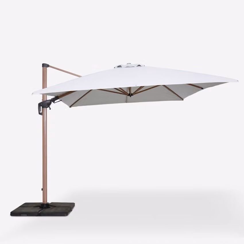 Ombrellone da giardino 3x4m decentrato regolabile girevole in legno Jungle look
