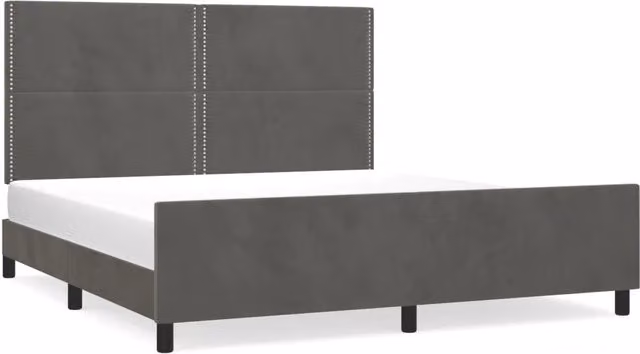 Letto matrimoniale | Letto per adulti | Giroletto con Testiera Grigio Scuro 180x200 cm in Velluto