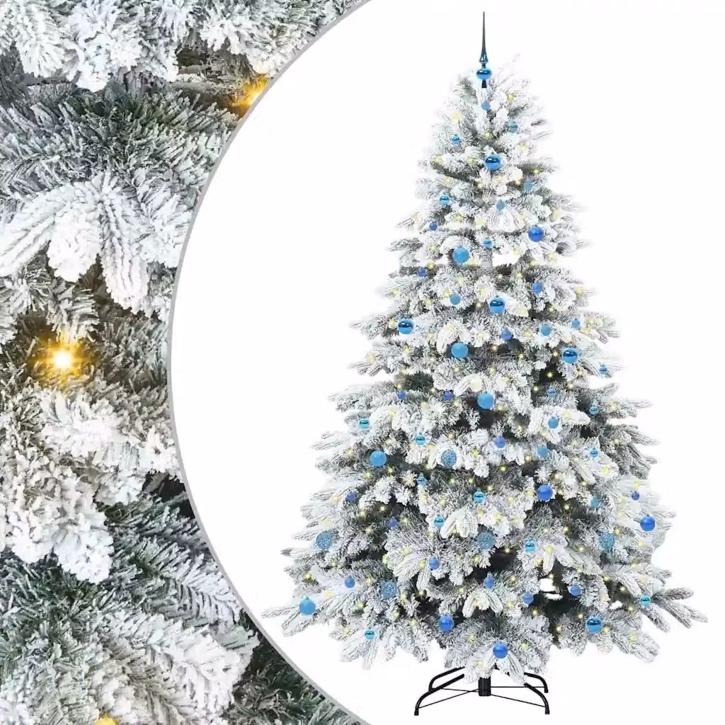 Albero di Natale artificiale moderno vidaXL bianco con 300 LED luce bianca calda in PE e PVC, Altezza: 240 cm – 2