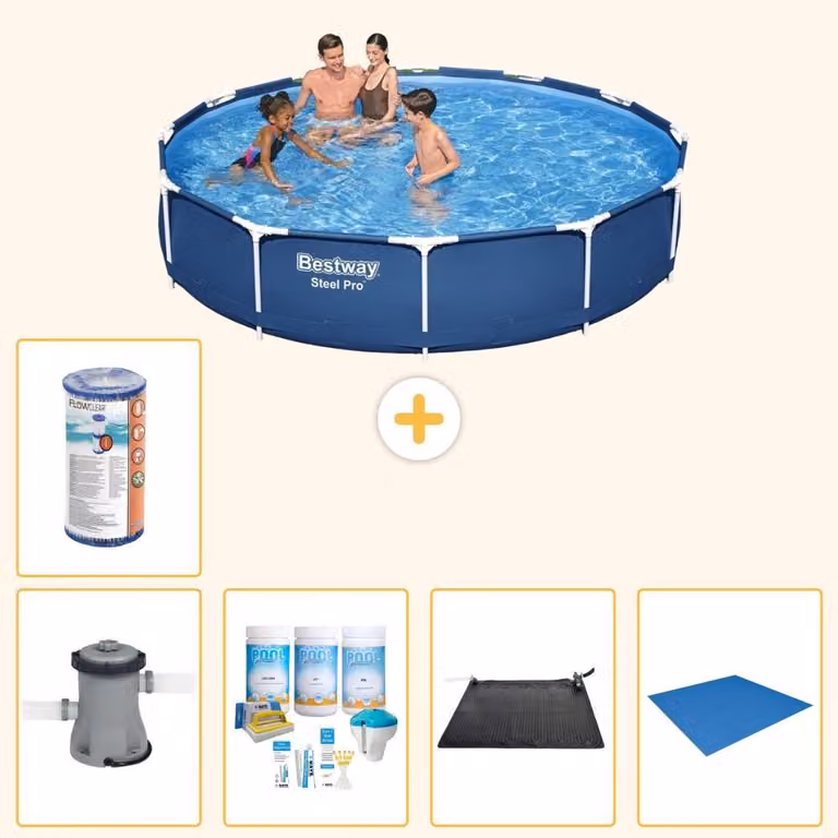 Bestway Steel Pro, piscina in acciaio, forma rotonda - 366x76 cm - composta da 6 parti, modello S22103