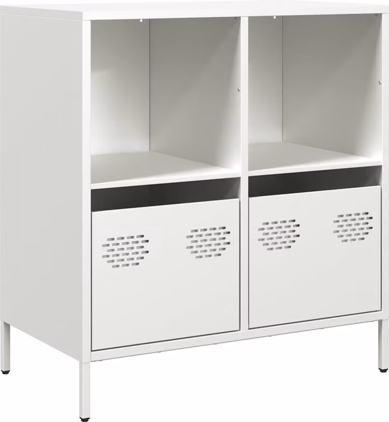 Credenza Bianca 68x39x73,5 cm in Acciaio Laminato a Freddo
