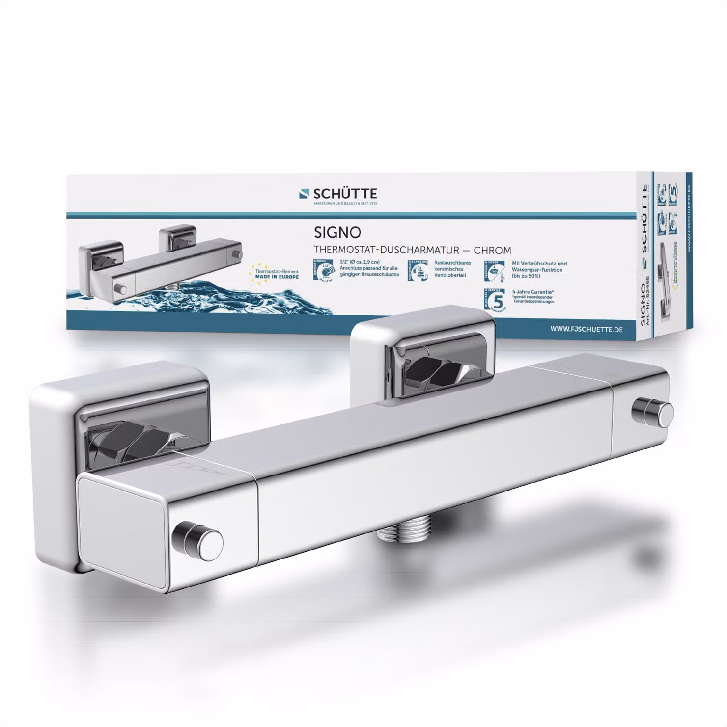 Miscelatore doccia SCHÜTTE SIGNO con termostato, termostatico, miscelatore doccia, termostatico doccia in cromo