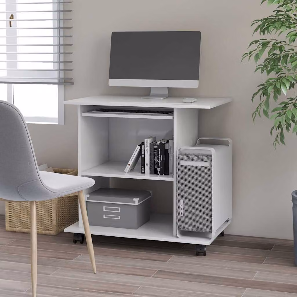 Scrivania ad angolo moderna vidaXL bianca in legno e MDF L: 80 cm, P: 50 cm, H: 75 cm