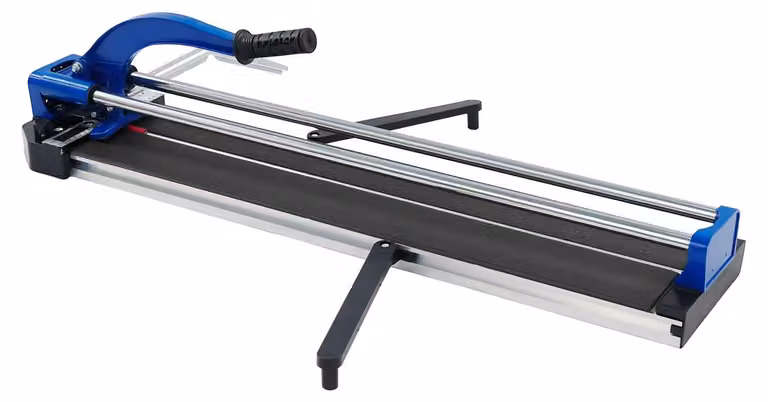 Tagliapiastrelle manuale - Sistema a doppia guida - Per piastrelle in Vetroceramica da parete e per battiscopa - Spessore massimo di taglio: 15 mm - Disco di taglio in lega di tungsteno - Colore: blu