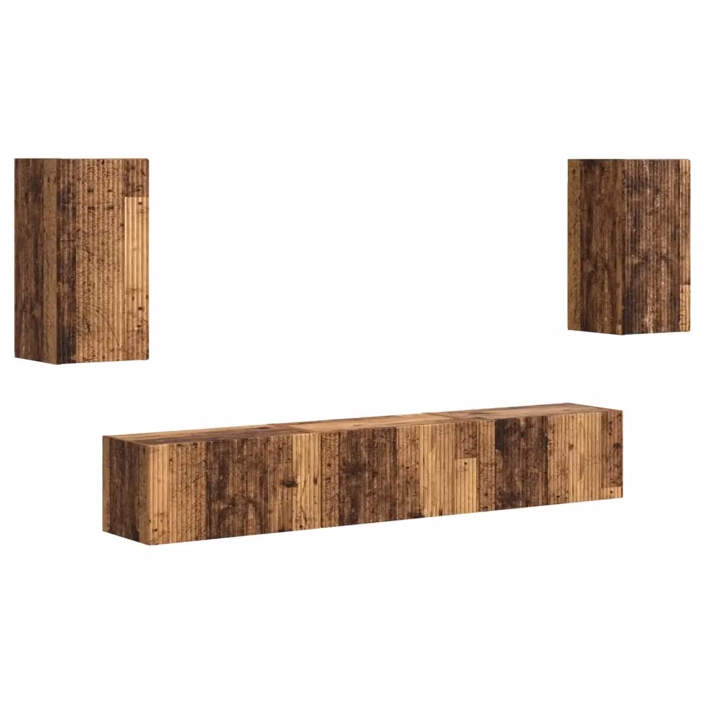 Set mobile TV moderno vidaXL in legno ingegnerizzato color marrone per soggiorno, 5 pezzi – 2