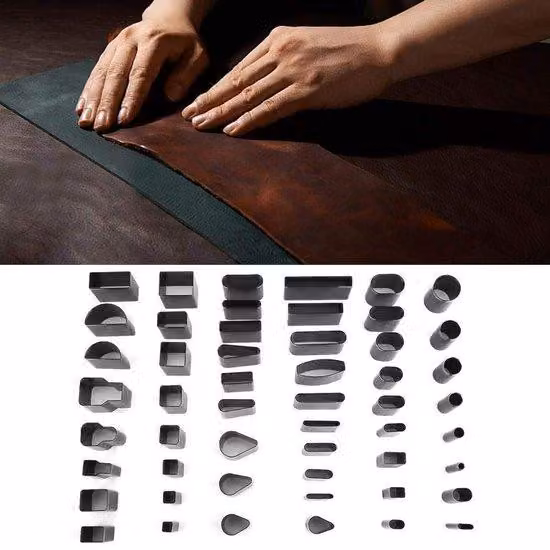 Set di 52 pezzi di utensili per la lavorazione del cuoio - Utensili versatili realizzati a mano - Colla e polimeri per l'artigianato del cuoio.