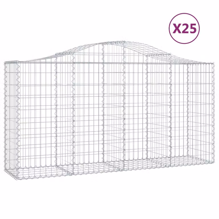 Cesti Gabbioni ad Arco 25 pz 200x50x100/120 cm Ferro Zincato