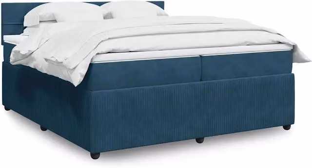 Letto Ibrido vidaXL con Materasso in Velluto Blu e Bianco, Struttura in Legno di Pino e Imbottita, L/P: 200 x 200 cm