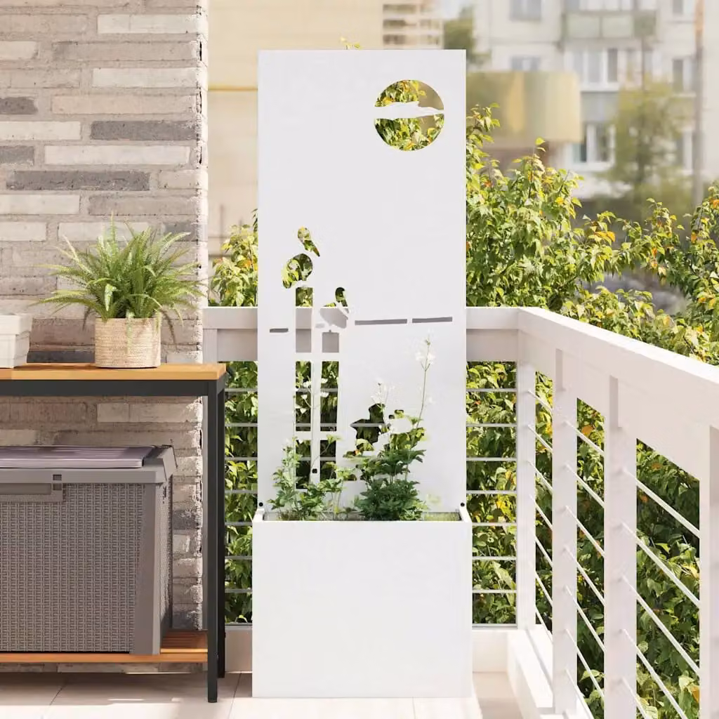 Paravent per privacy in giardino vidaXL in acciaio bianco L/P/H: 50 x 32 x 150 cm
