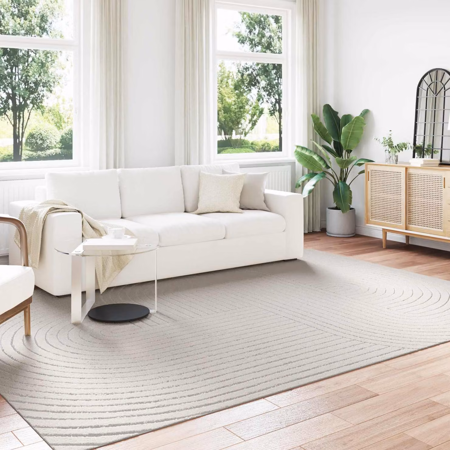 Tappeto vidaXL PALMERAS per interno ed esterno, design moderno astratto, beige, L: 240 cm, P: 340 cm