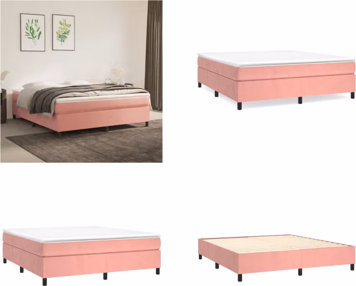 vidaXL Letto a molle rosa 180x200 cm in velluto - Letto a molle - Letti a molle - Letto - Mobili per la camera da letto