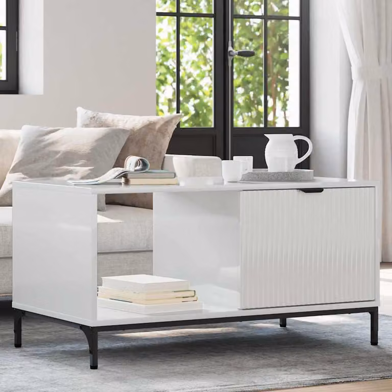 Maison Exclusive - Tavolino bianco lucido 90 x 49 x 46 cm Materiale ligneo