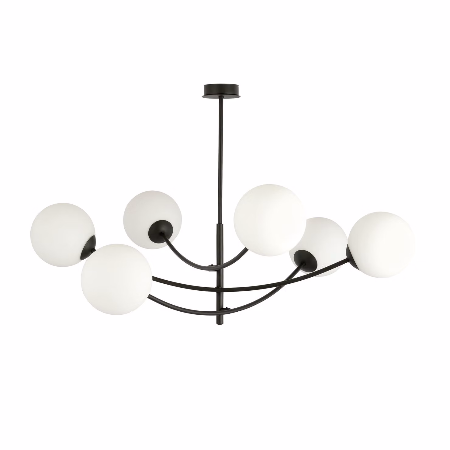 Lampadario Emibig 6xE14 40W HUNTER 6 NERO/OPAL 1102/6