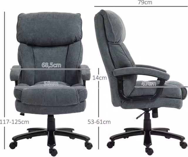 Sedia da ufficio ergonomica grigia fino a 200 kg