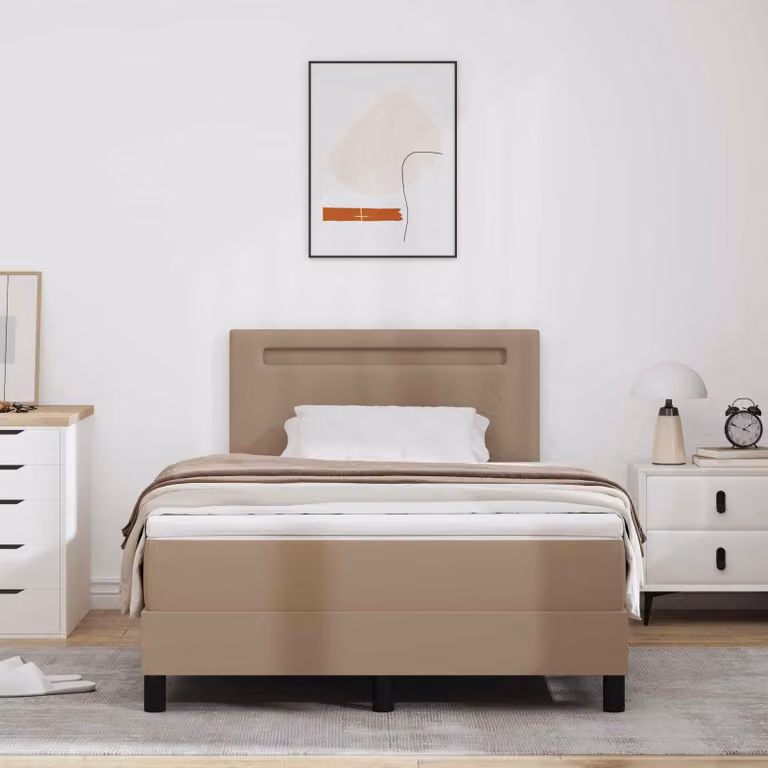 Letto a molle moderno vidaXL in pelle sintetica con illuminazione sottostante e porta di ricarica USB, L/P: 120 x 200 cm