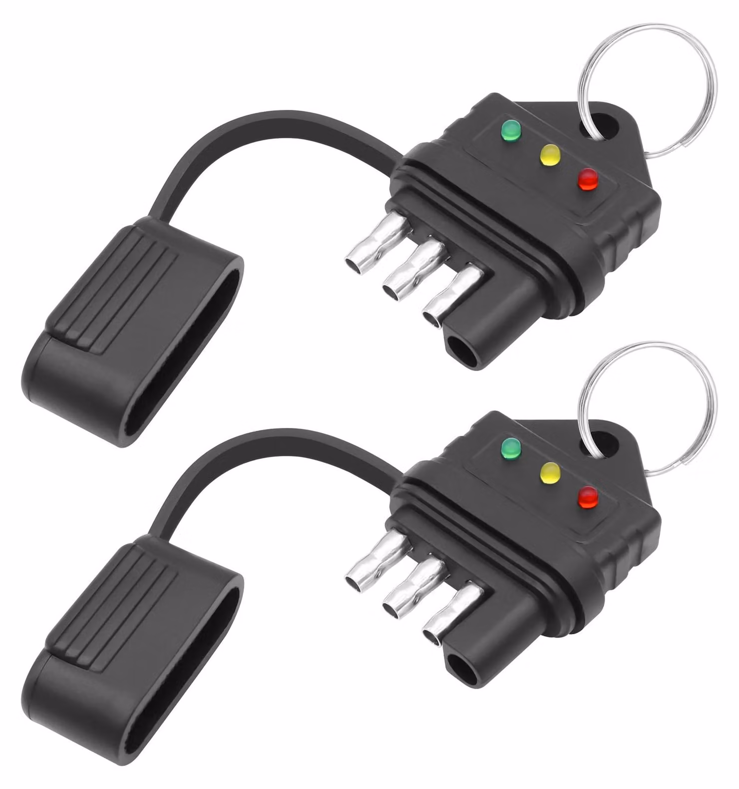 Tester per luci da rimorchio a 4 pin, confezione da 2 pezzi, 12V, colore nero