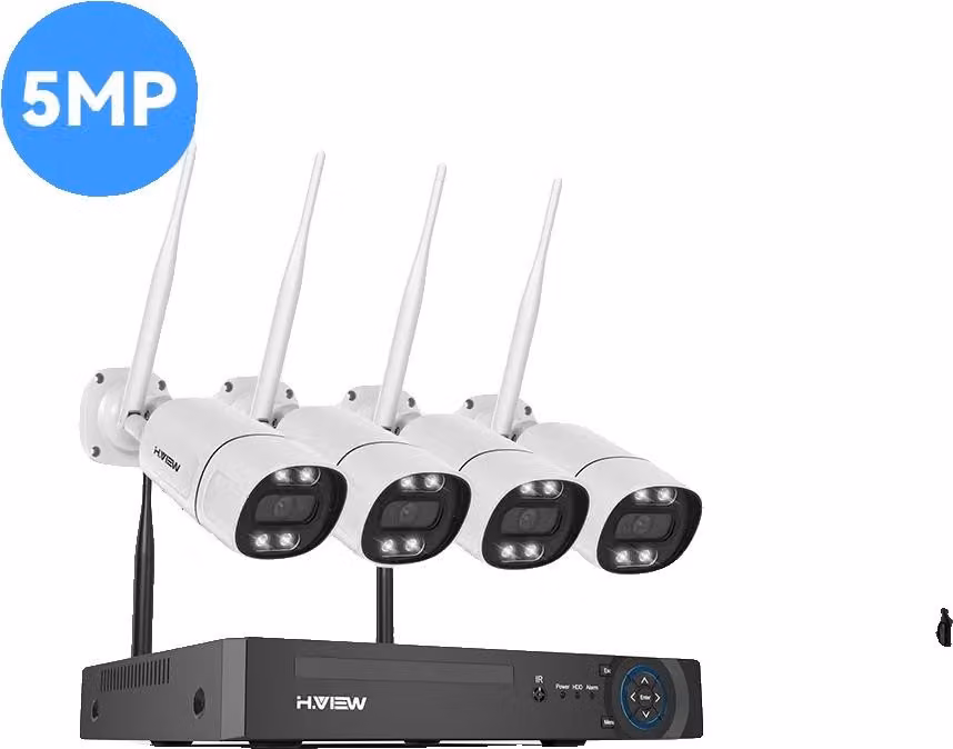 Sistema di videosorveglianza, risoluzione 5 MP, audio bidirezionale, 4 telecamere da 5 MP, 4T-a
