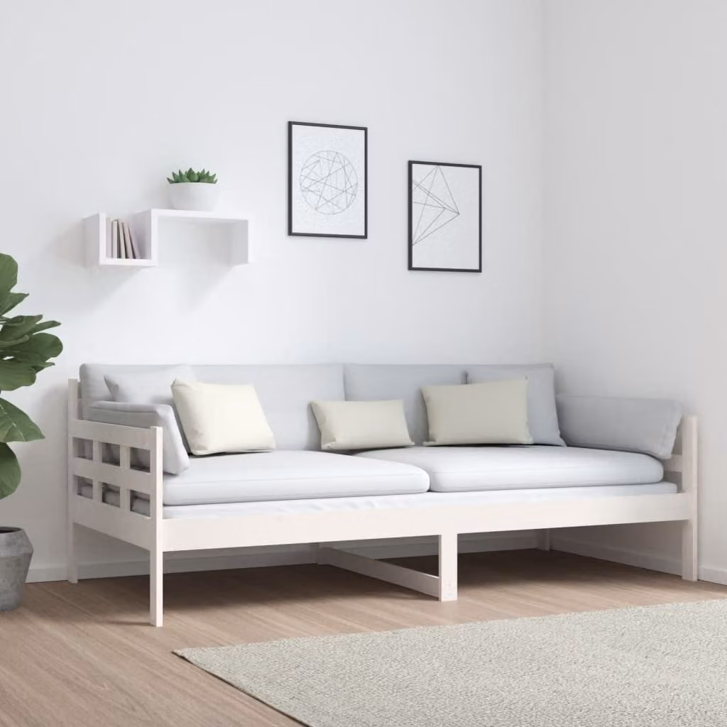 The Living Store Letto da giorno in pino massiccio bianco 90x190 cm