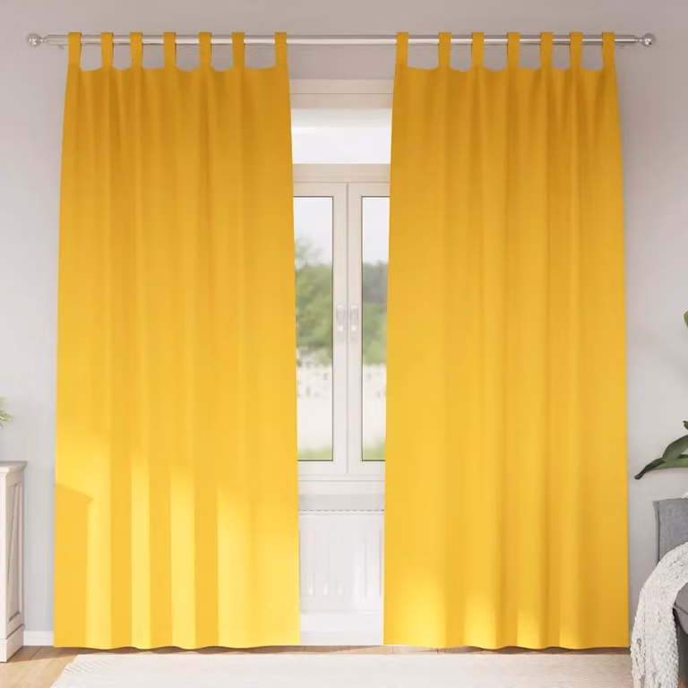 Set di 2 tende blackout vidaXL con anelli, colore giallo, H: 245 cm x L: 140 cm