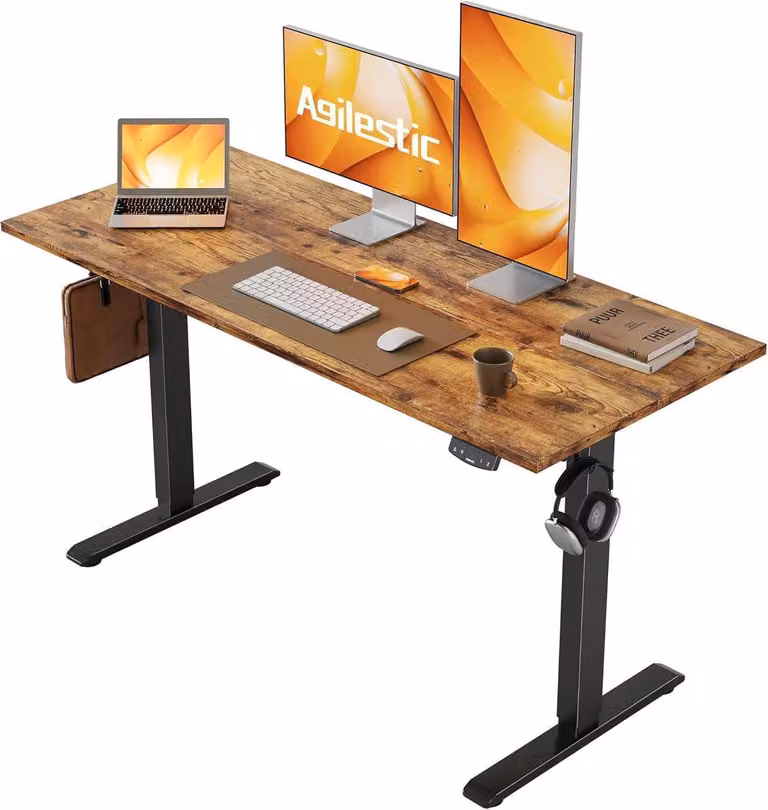 Scrivania regolabile in altezza 120 x 60 cm Marrone elettrico Pulsantiera Memory