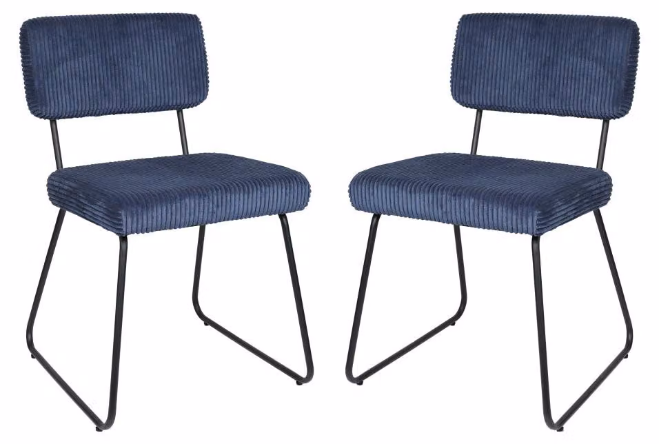 Sedia da pranzo - Sedia - Sedia a conchiglia - Sedia da cucina - Set da 2 - Colore blu navy, design moderno - Struttura in metallo