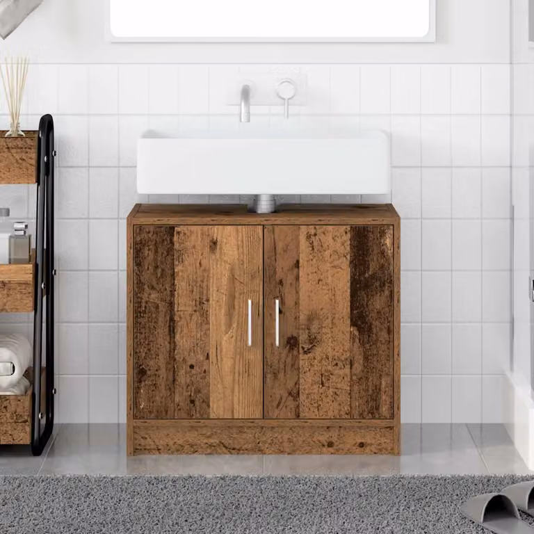 Mobile da bagno vidaXL in legno effetto legno vecchio marrone L 63 x P 29 x H 55 cm