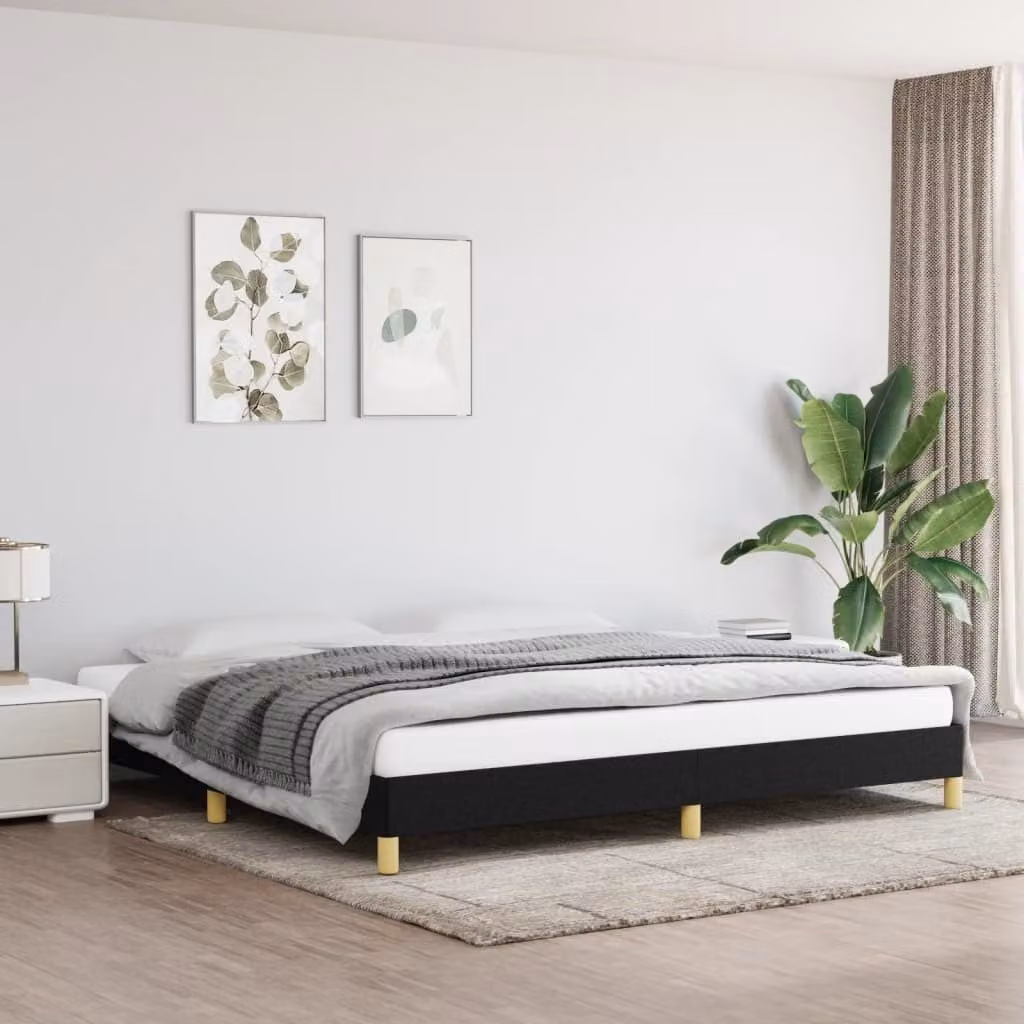 The Living Store Struttura letto nera 200x200 cm in tessuto