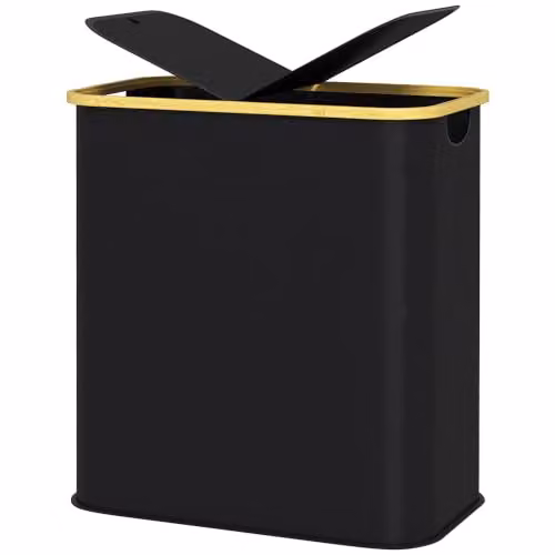 HOMCOM Cesto Portabiancheria 80L 2 Sezioni Coperchio 54x34x58.5 cm Nero